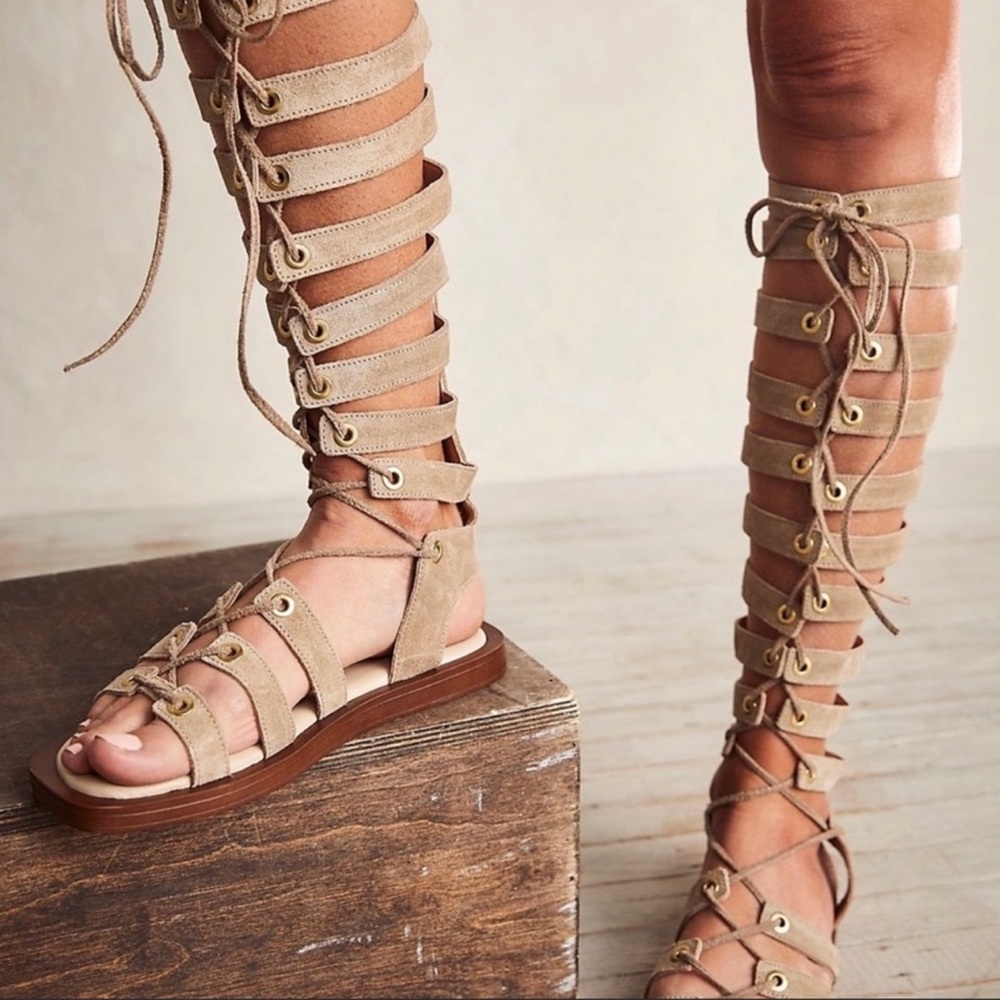 Free People Tan Gladiator Sandals